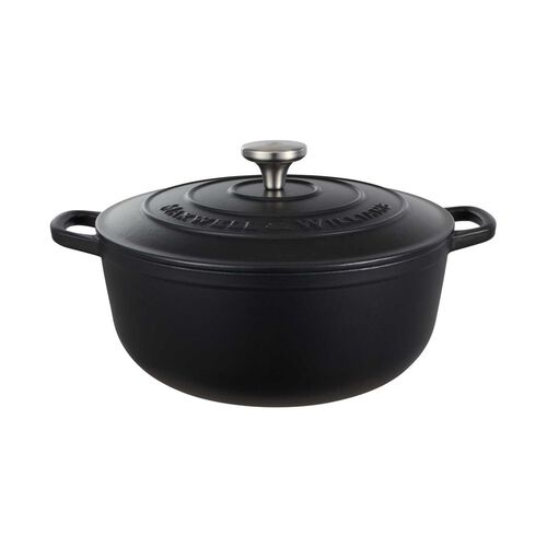 Maxwell & Williams Cast Iron Round Casserole Black 28cm / 6.2L Gift Boxed