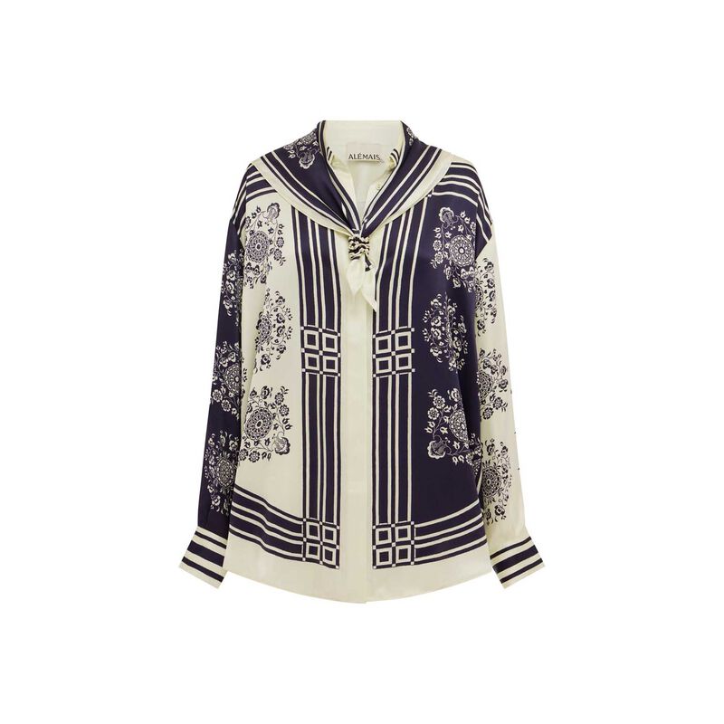 AL&Eacute;MAIS Banderra Scarf Silk Shirt image number 2