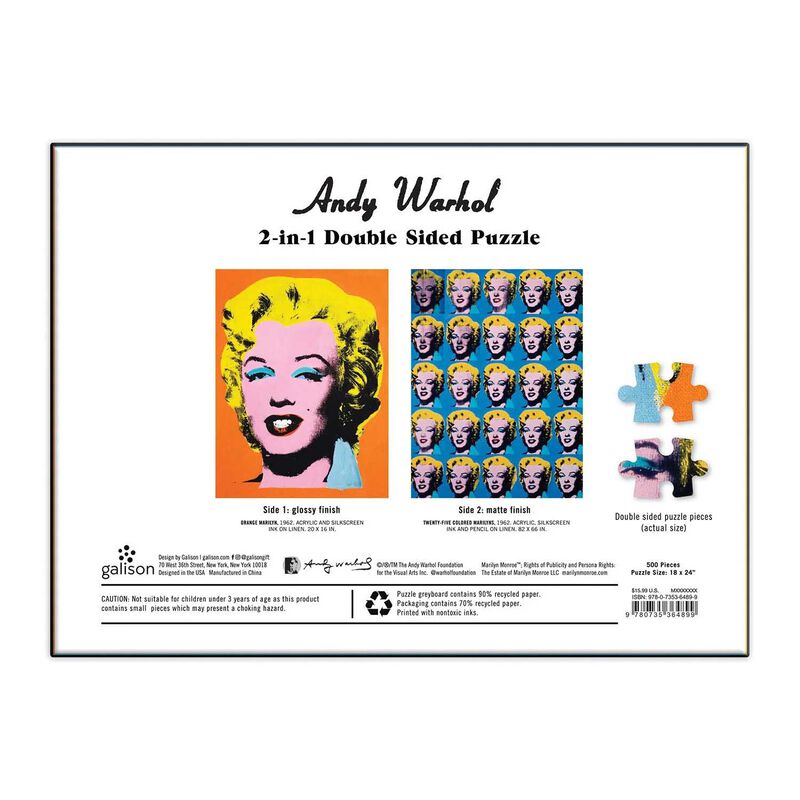 Galison Andy Warhol Marilyn Double-Sided 500 Piece Puzzle image number 3