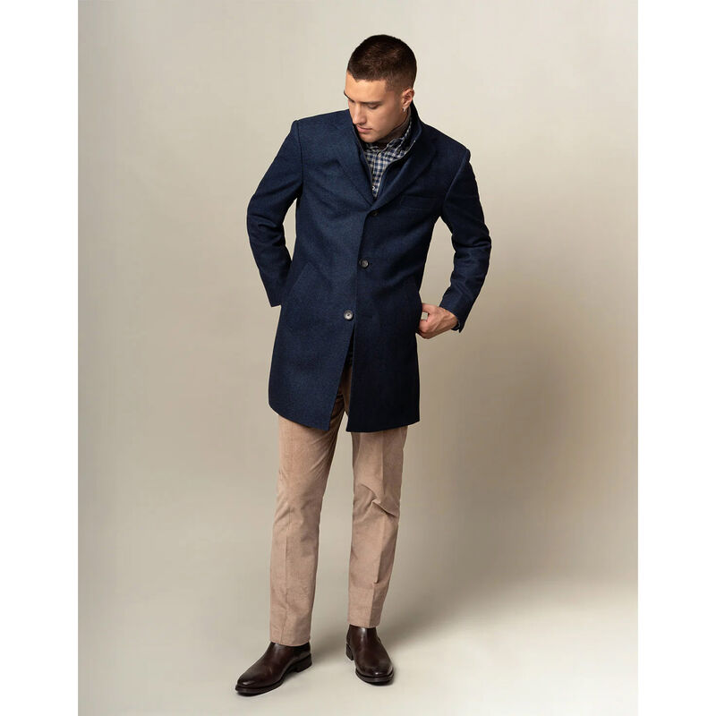 Rembrandt Compton Navy Herringbone Overcoat image number 2