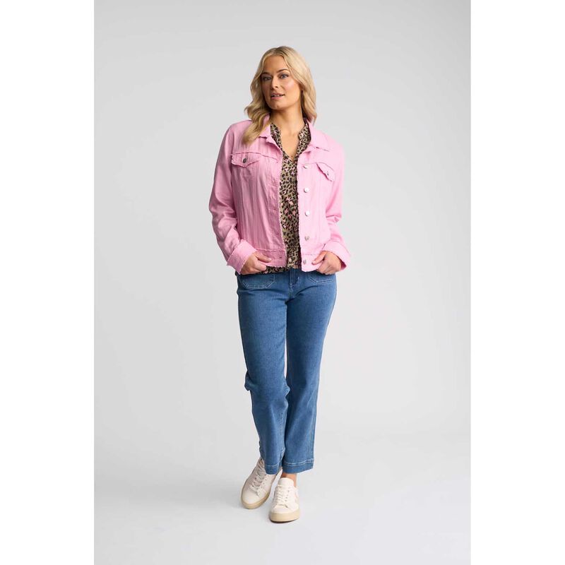 Vassalli Linen Jacket with Frayed Seams image number 3