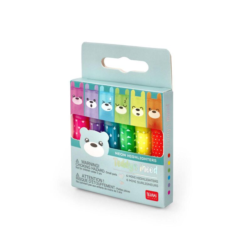 Legami Teddys Mood Mini Highlighters Set of 6 image number 0
