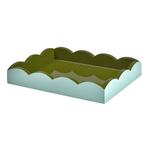 Addison Ross Scalloped Tray 11x8 - Eau De Nil/Khaki