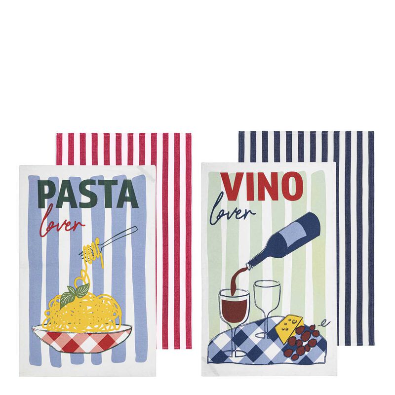 Ladelle Capri Assorted Pasta & Wine 2Pk Kitchen Towel image number 0