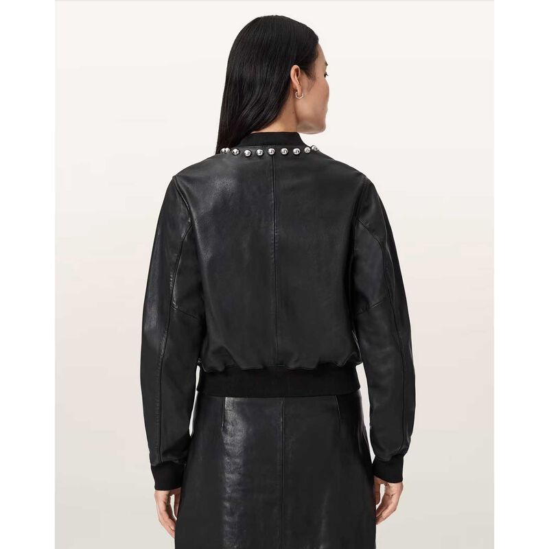 AllSaints Orten Wilder Leather Bomber Jacket image number 1
