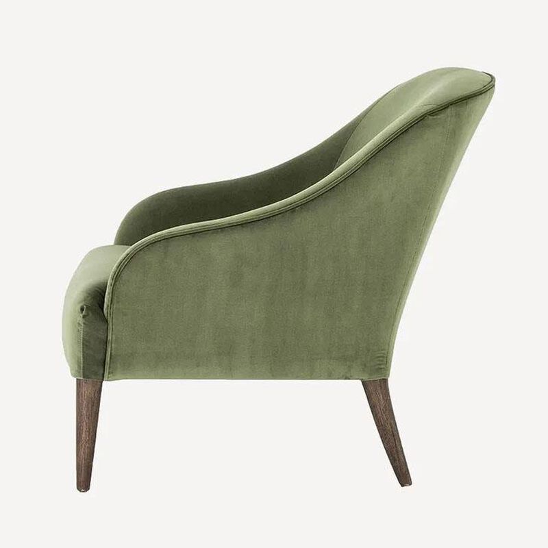 French Country Lupita Olive Velvet Lounge Chair image number 3