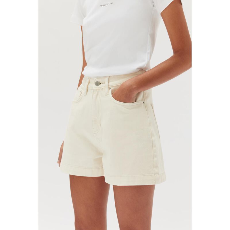 Assembly Label Boxy Denim Short Ecru image number 2