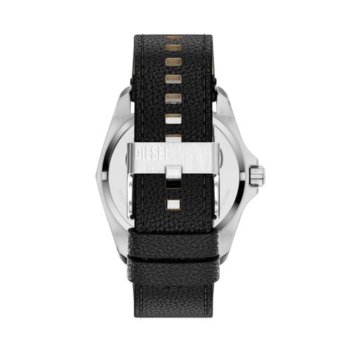 Diesel Stinger Three-Hand Black Leather Watch