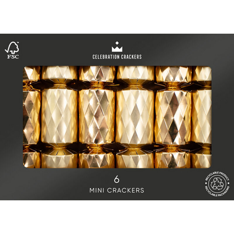 The Paperie Mini Crackers 6 In. Gold Diamond (6 Pack) image number 0