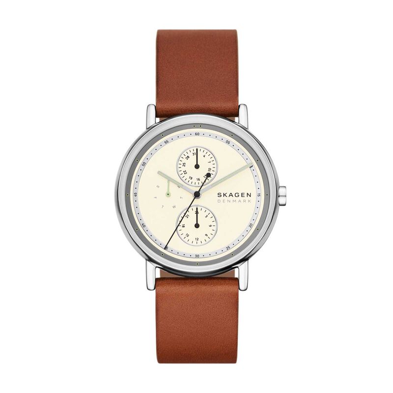 Skagen Signatur Multifunction Brown Leather Watch SKW6942 image number 0