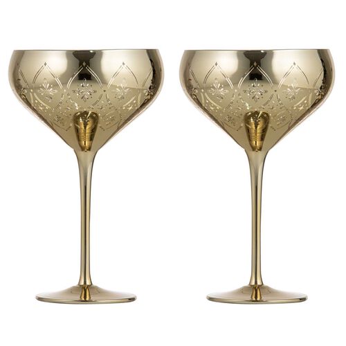 Tempa Chantelle Gold 2pk Cocktail Glass