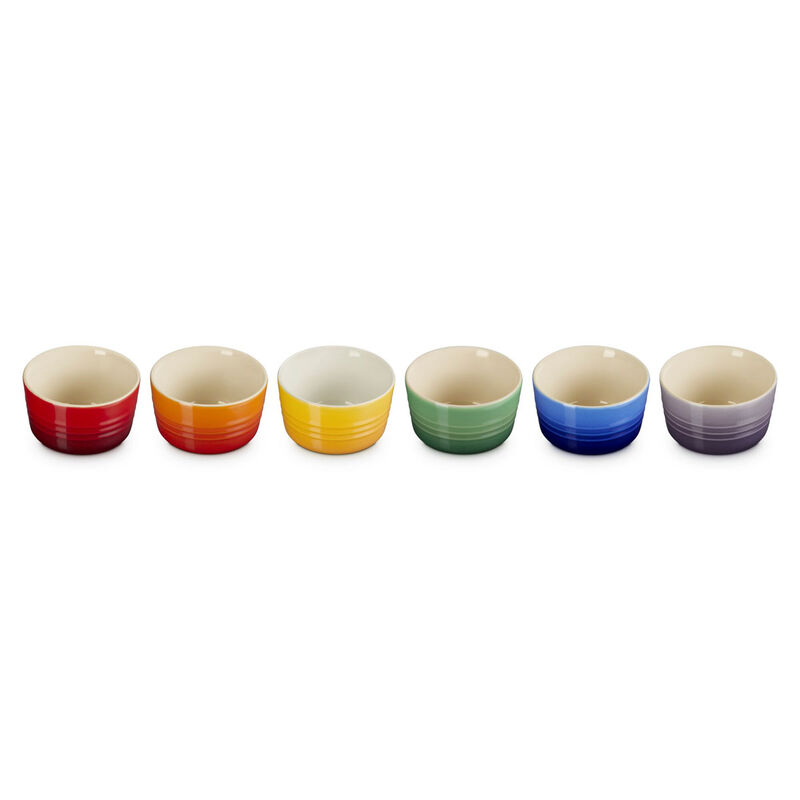 Le Creuset Stoneware Rainbow Set of 6 Mini Ramekins 100ml image number 0