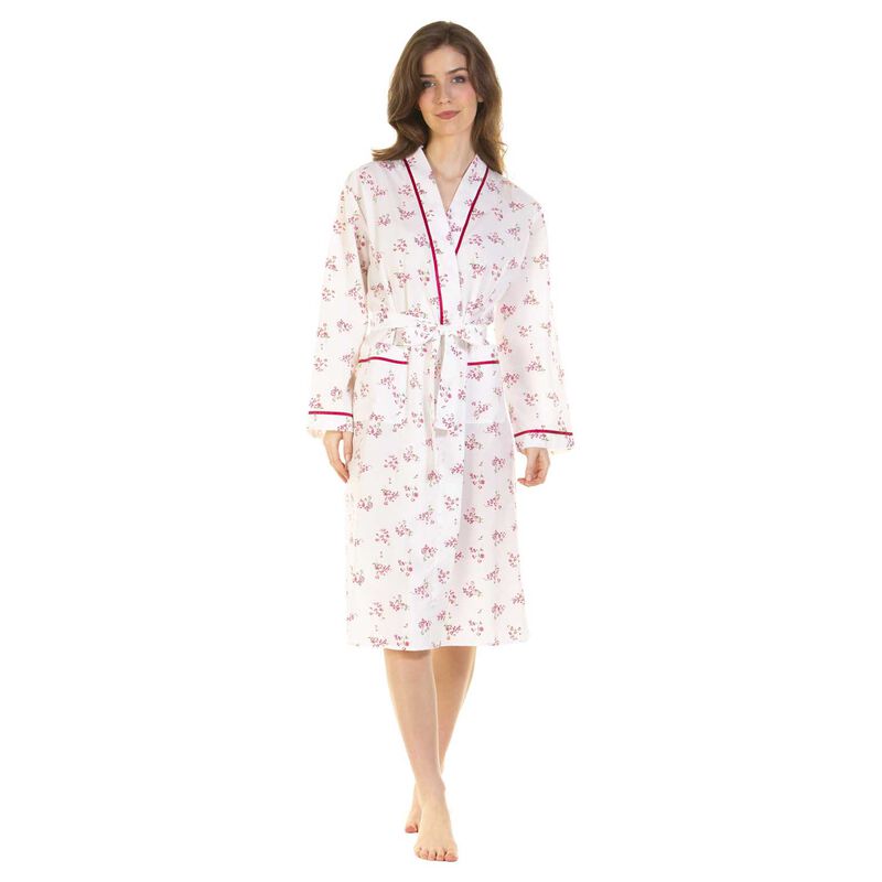La Marquise Meadow Woven Polycotton Robe With Satin Trim & Pockets image number 3