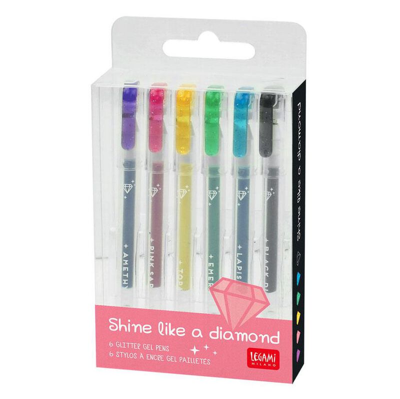 Legami Shine Bright Like a Diamond Glitter Mini Gel Pens Set of 6 image number 0