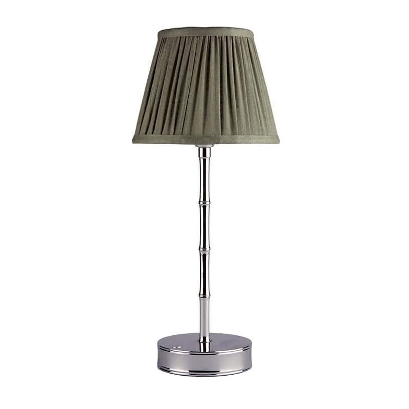 Addison Ross Bamboo LED Lamp 30cm - Silver Base With Khaki Shade image number 0