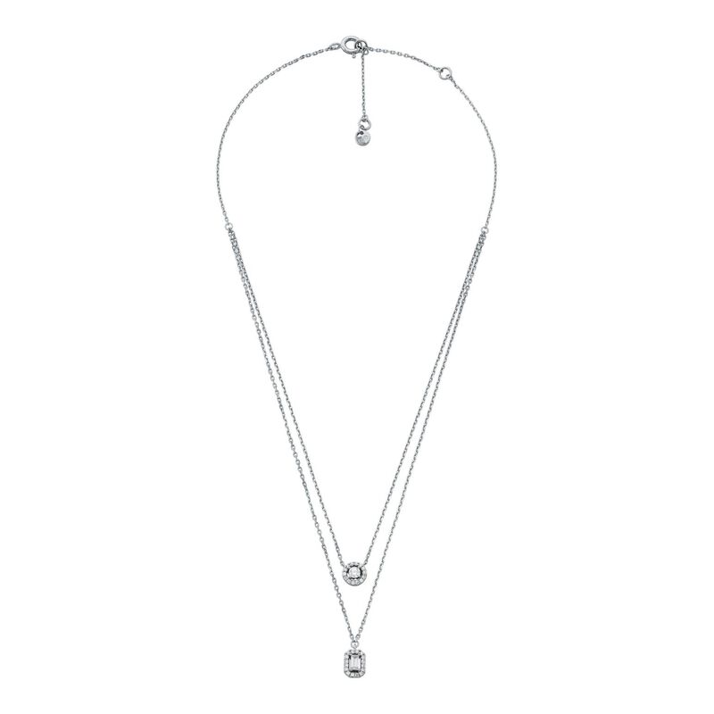 Michael Kors Sterling Silver Halo Double Layer Necklace image number 1