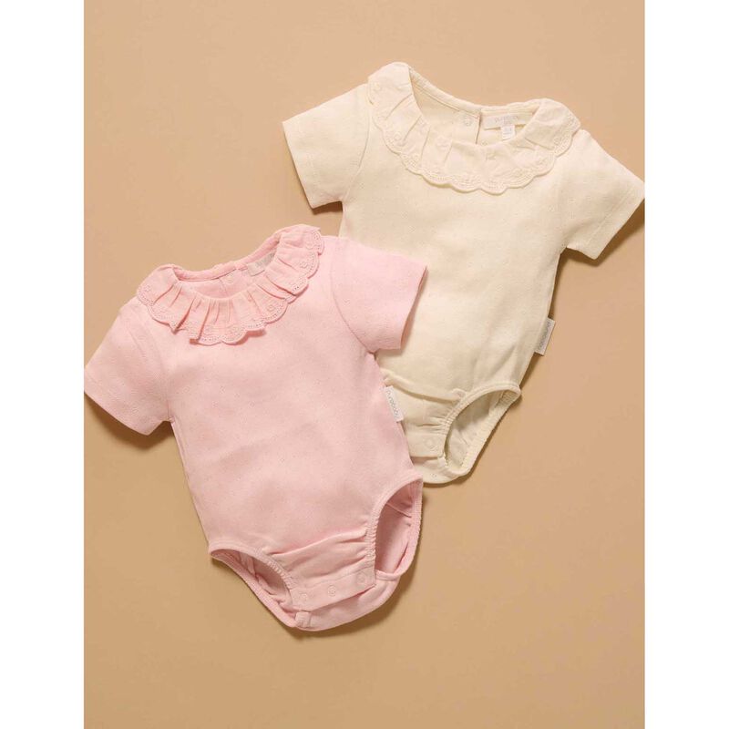 Purebaby Pointelle Ruffle Bodysuit image number 1