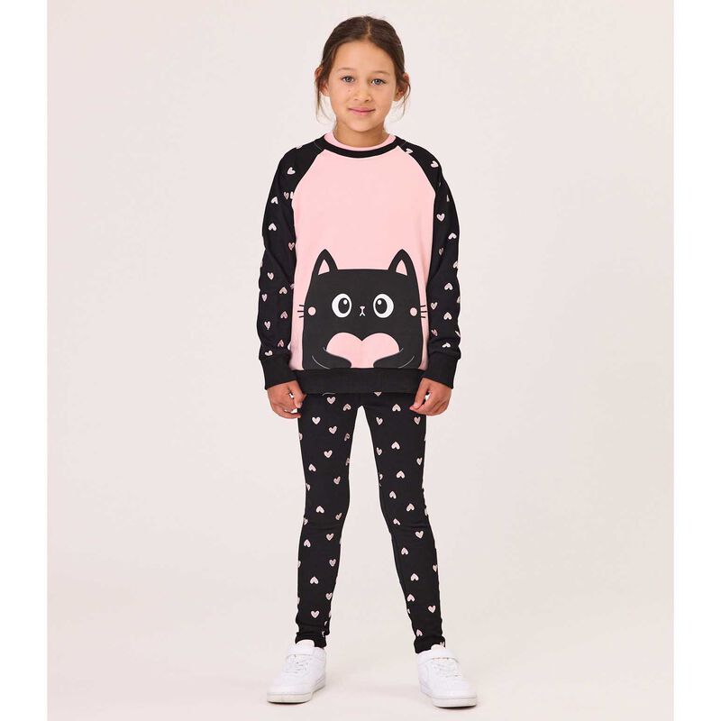 Kissed By Radicool Love Cat Raglan Crew image number 1