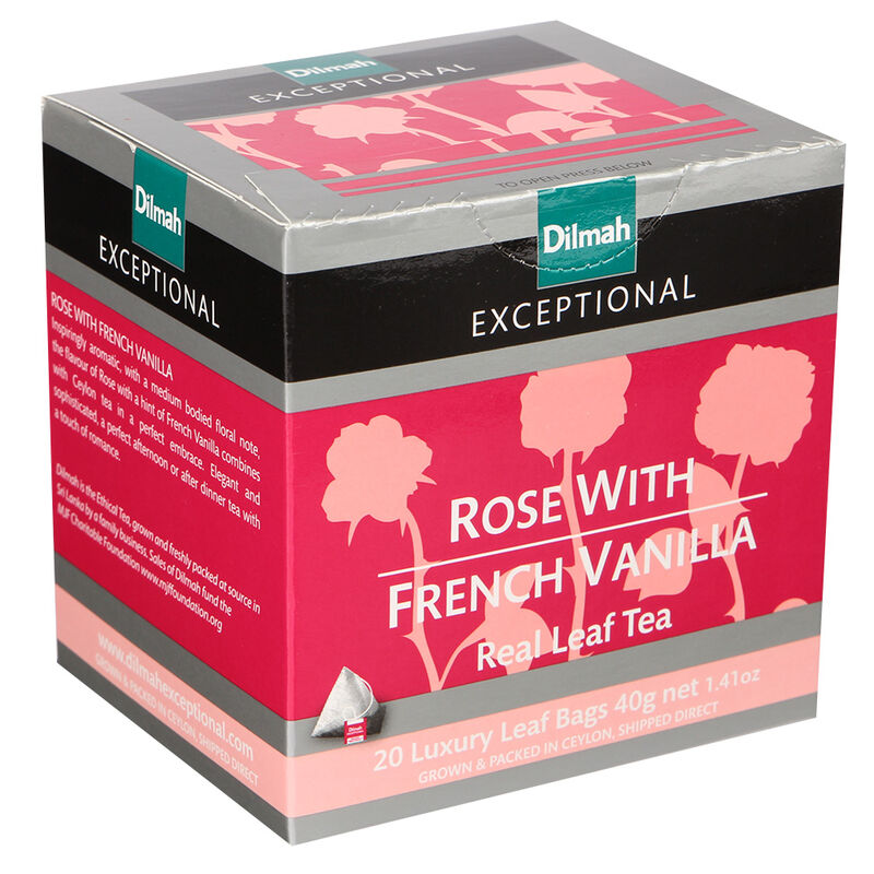 Dilmah Exceptional Rose With French Vanilla (Black) 20 Teabags image number 0