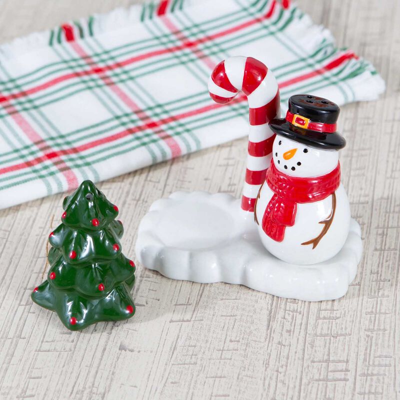 DII Snowman Tree Salt & Pepper Set image number 1