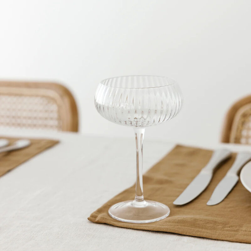 Home Lab Ribbed Champagne Coupe Clear Set Of 4 image number 1