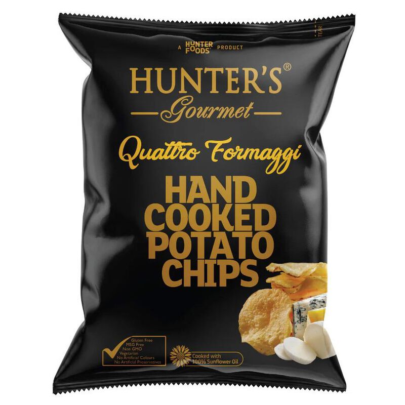 Hunter's Gourmet Hand Cooked Potato Chips Quattro Formaggi Bag 125g image number 0