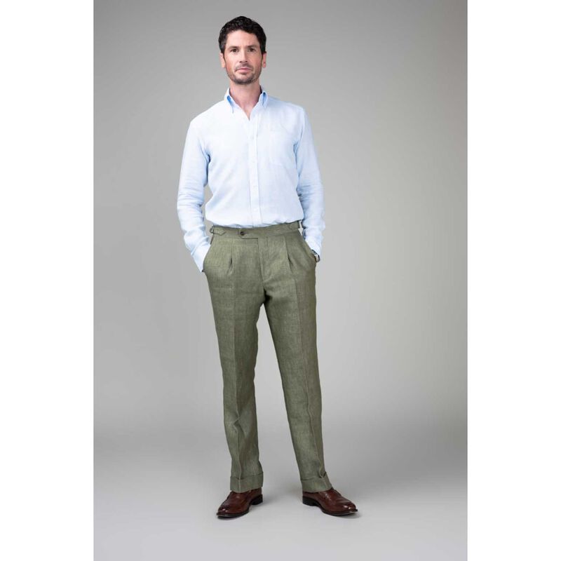 Rembrandt Evans Sage Green Linen Trouser image number 3