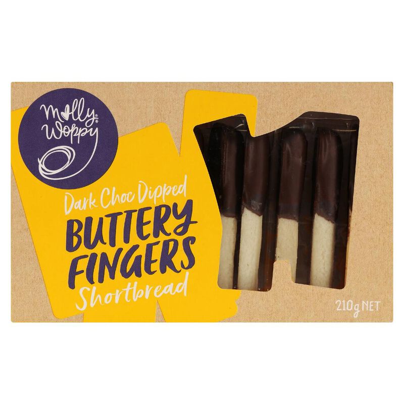 Molly Woppy Dark Choc Dipped Buttery Shortbread Fingers 210g image number 0