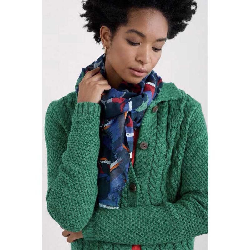 Seasalt Cornwall May Garland Scarf Camellia Stripe Ink image number 1