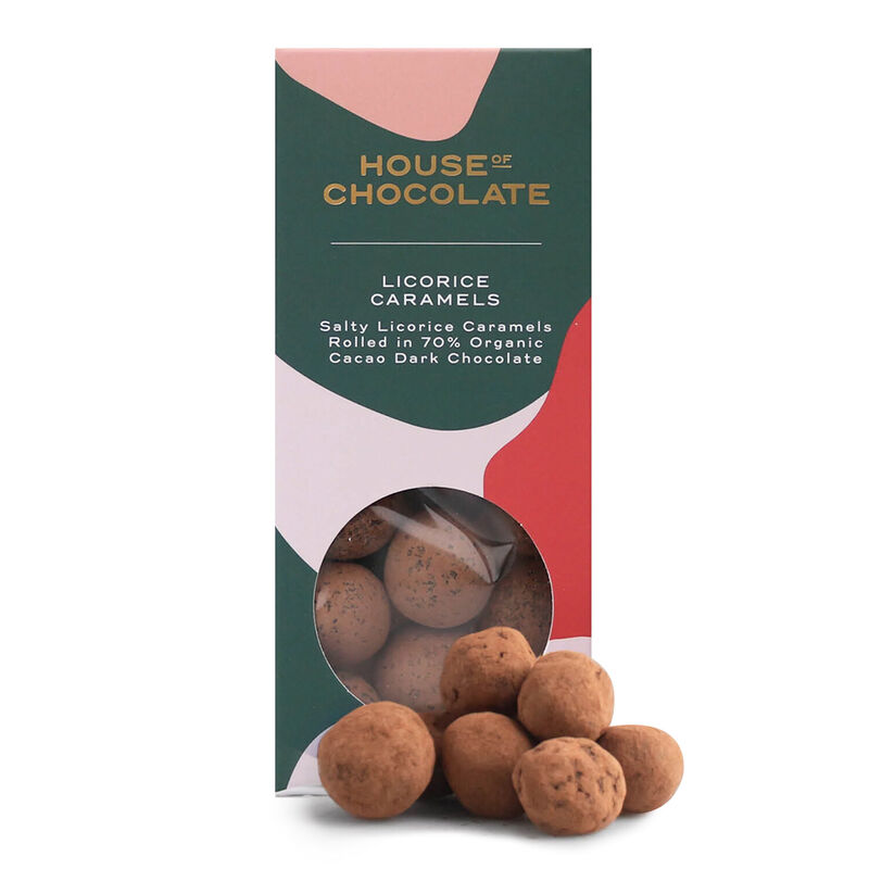 House of Chocolate Salted Licorice Caramel Dragées 125g image number 0