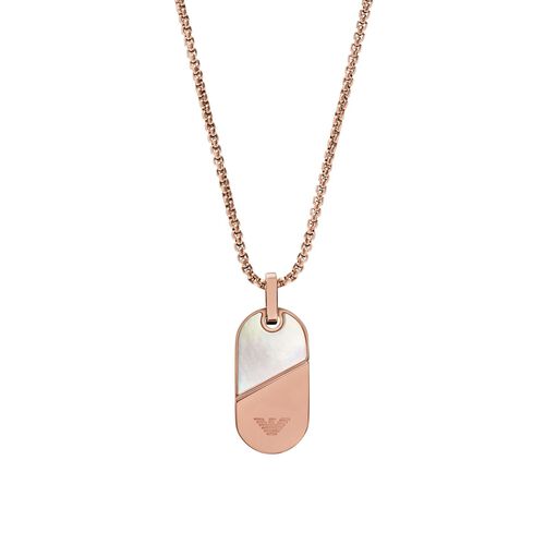 Emporio Armani Rose Gold-Plated Stainless Steel Dog Tag Necklace