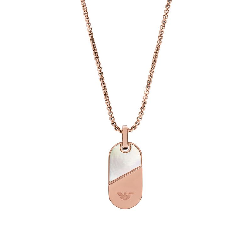 Emporio Armani Rose Gold-Plated Stainless Steel Dog Tag Necklace image number 0