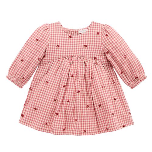 Purebaby Gingham Broidery Dress
