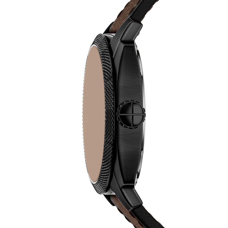 Fossil Machine 41mm Three-Hand Date Brown Leather Watch image number 2