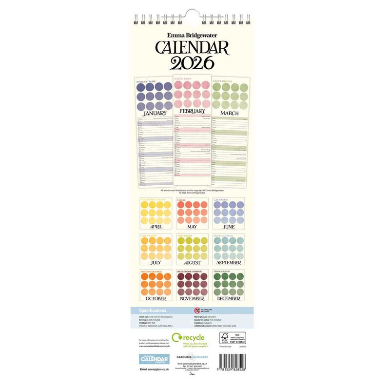 Emma Bridgewater Colour Palette Slim Calendar 2026 image number 2