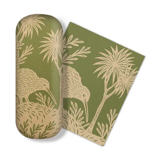 Woodcut Kiwi Glasses Case