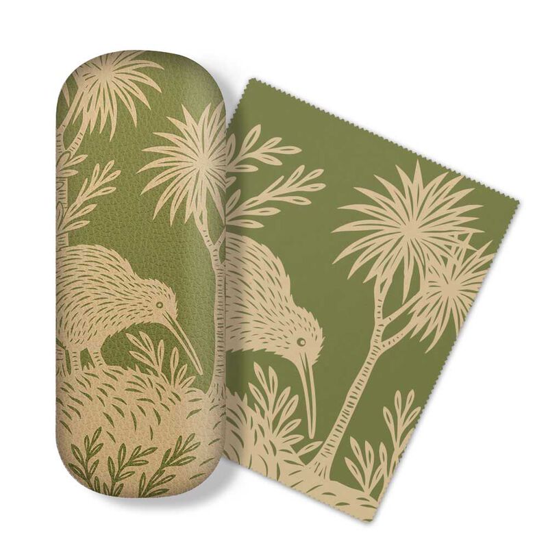 Woodcut Kiwi Glasses Case image number 0