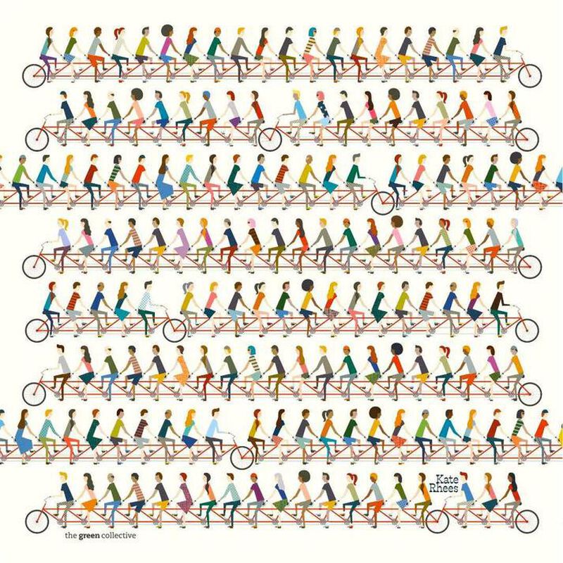 HANK 8. TANDEM BIKES by Kate Rhees Organic Cotton Handkerchief image number 2