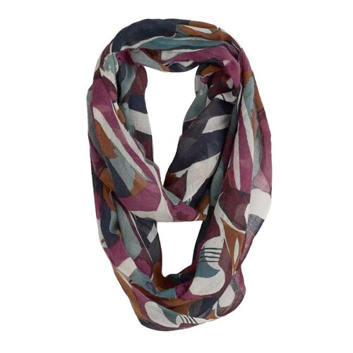 Seasalt Cornwall Pretty Circle Scarf Abstract Figures Merlot Chalk