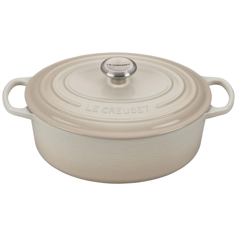 Le Creuset Signature Oval Casserole 29 Ss Knob Meringue image number 0