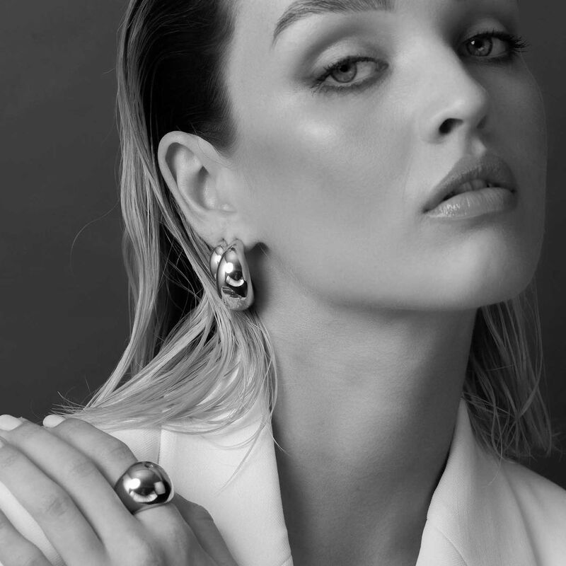 Silk & Steel Dynamic Hoop Earrings Small image number 1