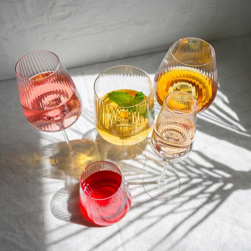Home Lab Melted Crystal White Wine Glass Set of 4 image number 3