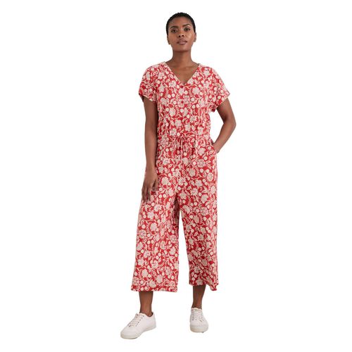 Seasalt Cornwall Rose Trellis Jumpsuit Carved Stems Tomato