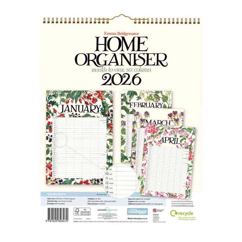 Emma Bridgewater Garden Flowers A3 Home Organiser 2026 image number 3