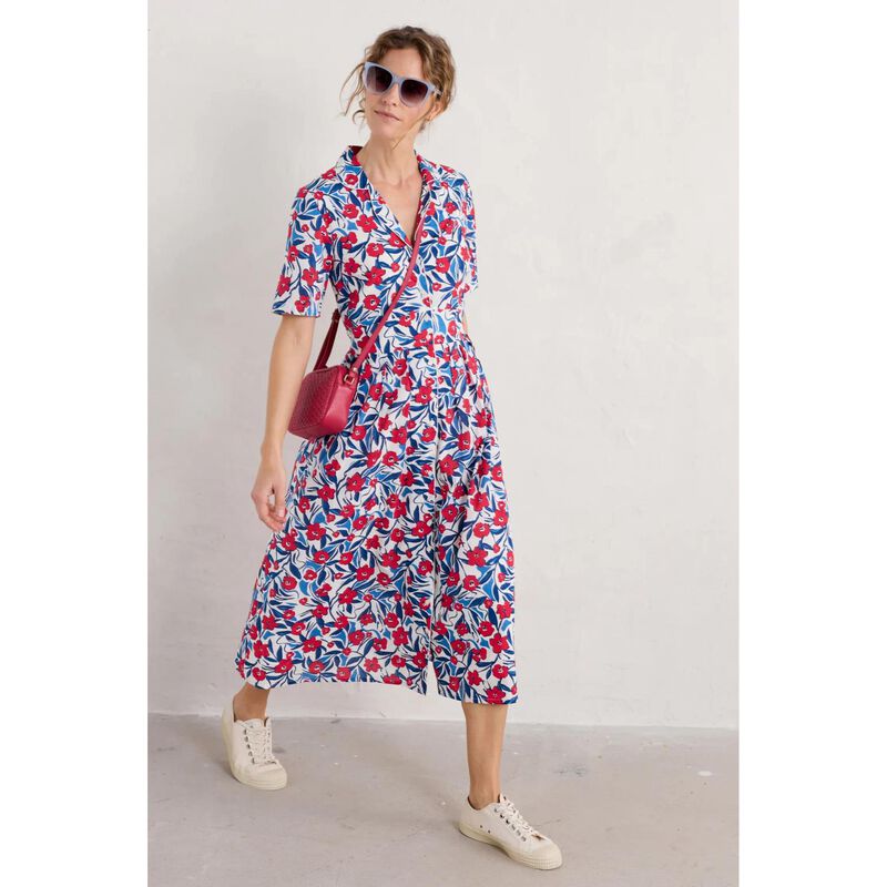 Seasalt Cornwall Charlotte Dress Waterway Floral Chalk image number 3