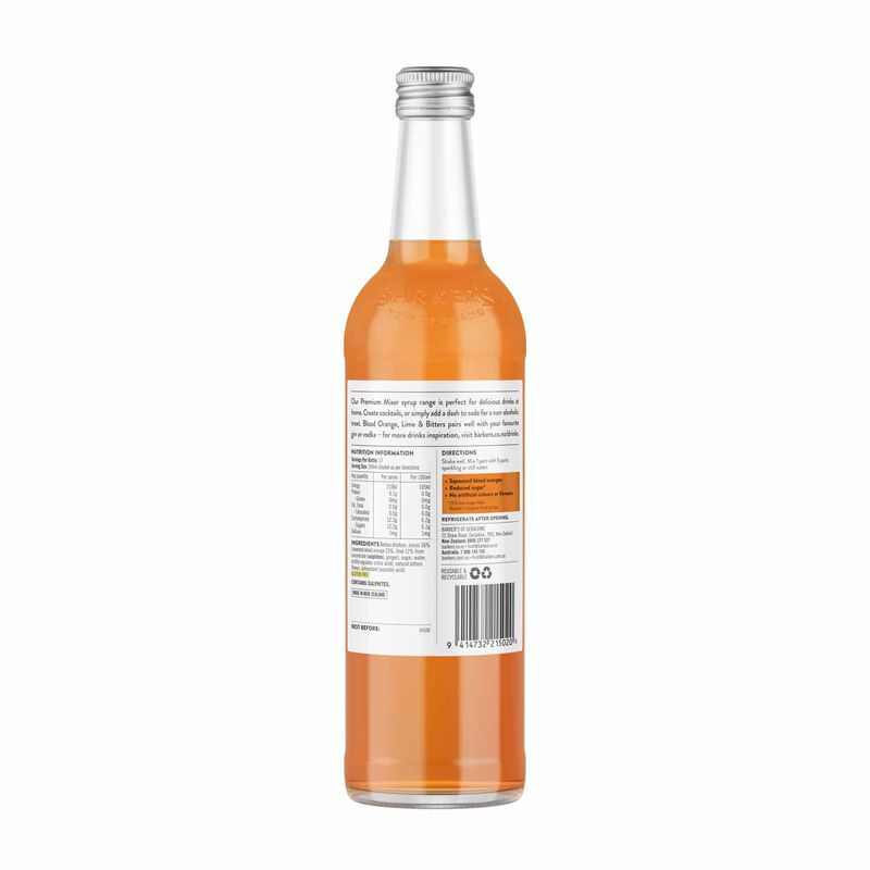 Barker's Blood Orange, Lime & Bitters Premium Mixer 500ml image number 1