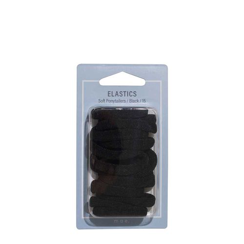 Mae Elastic Soft Ponytailers Black (15)