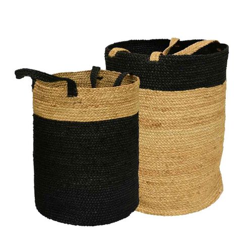 Tall Round Baskets With Handles Set Of 2