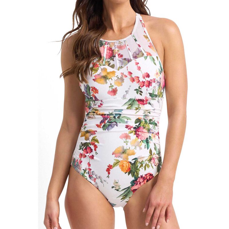 Jantzen Abbie High Neck Cross Strap Mast One Piece - White image number 2