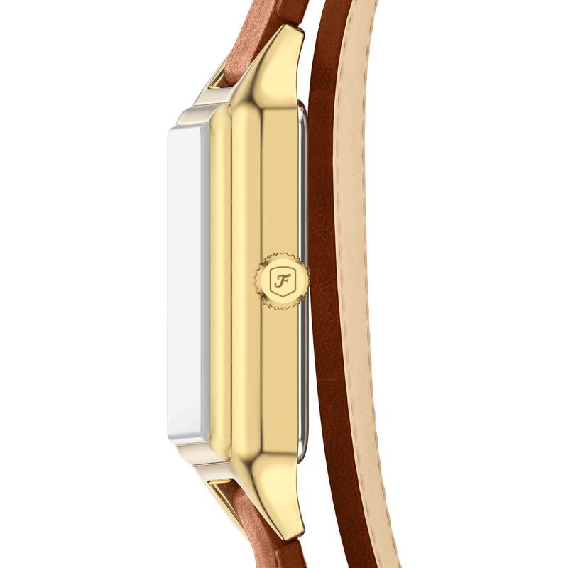 Fossil Raquel Three-Hand Date Brown Gold Turquoise Watch ES5418 image number 2